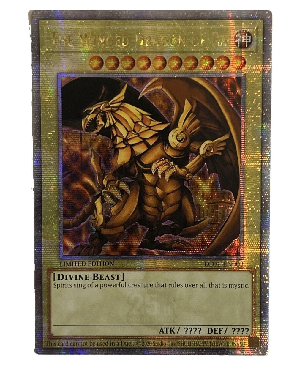 Yugioh ATTRIBUTE MISPRINT “Divino” LC01-EN003 The Winged Dragon Ra QCSR VLP Card